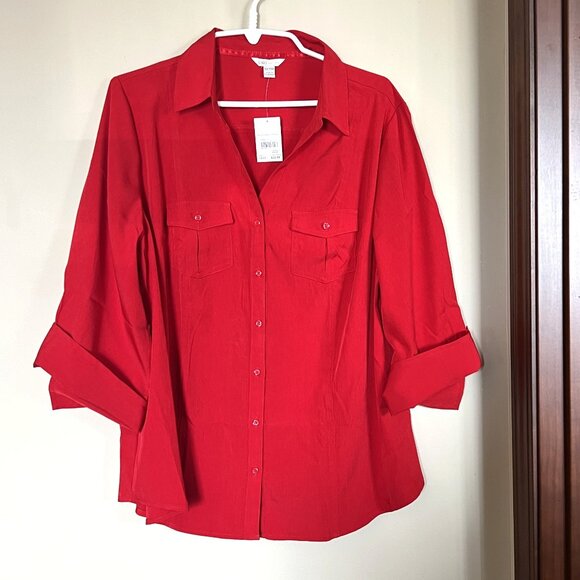 Cato Button Down Athlesiure sports wear top Deep Red 18-20W New with Tags - Picture 1 of 9